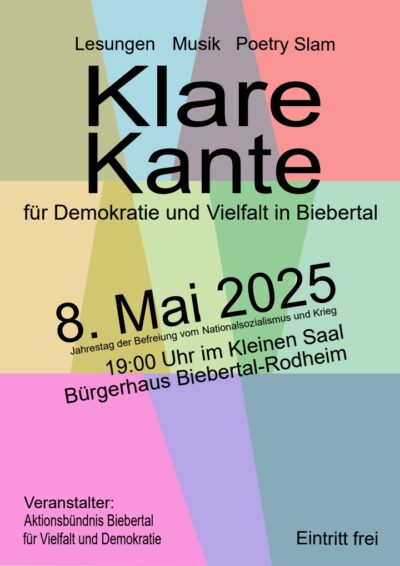 Klare Kante – Einladung zum 8. Mai 2025 um 19 Uhr im kleinen Saal BGH Rodheim
